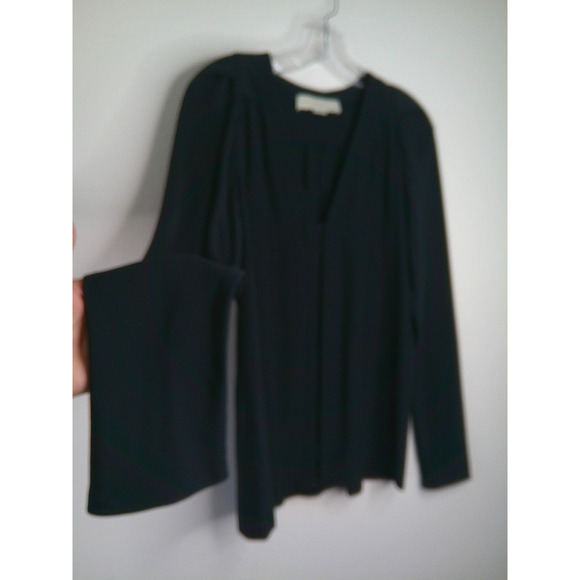 Stella McCartney Black V Neck Gathered Front Back Long Sleeve Silk Blouse 42 - Picture 6 of 16